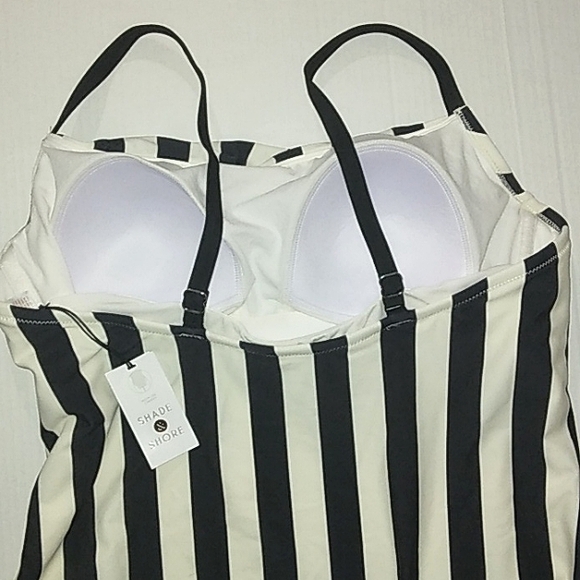 ~NWT~SHADE & SHORE~Juniors Plus 17 Black/White High Leg Cheeky Swimsuit~Nice - Picture 10 of 15